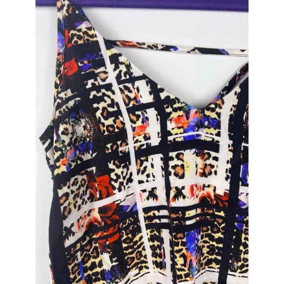 Amanda Uprichard Silk Cami Tank Top Abstract Leopard Print Strappy Back Size S - Picture 3 of 6